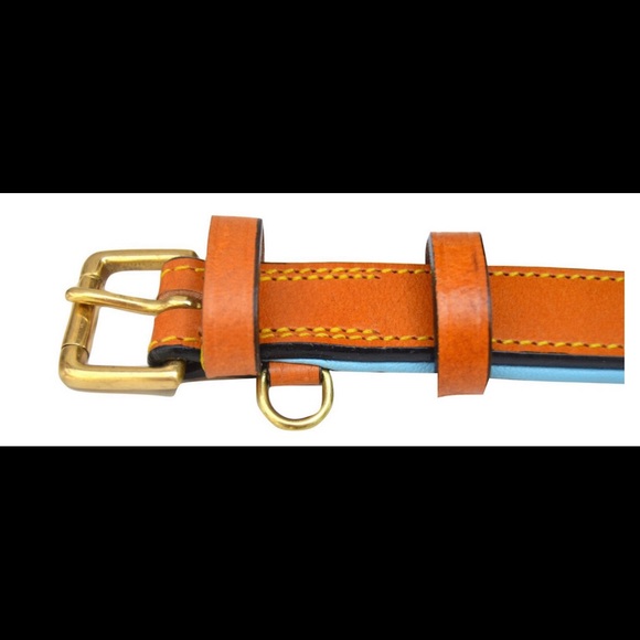 BLUE LEATHER DOG COLLAR - Picture 6 of 11